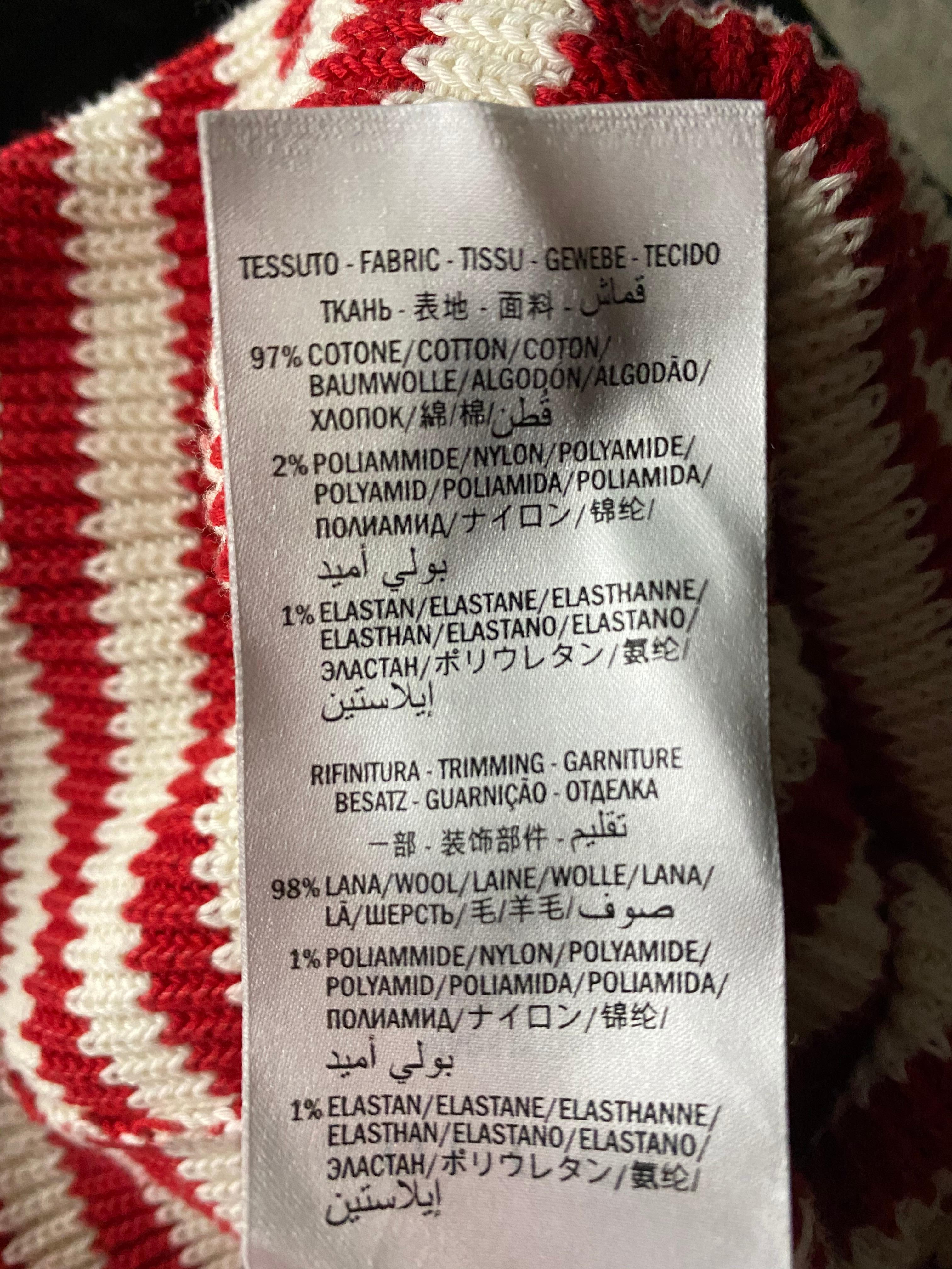 Gucci - Pull en laine tricotée rouge et blanc en vente 6