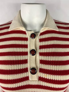 Gucci Red and White Wool Knit Sweater Top