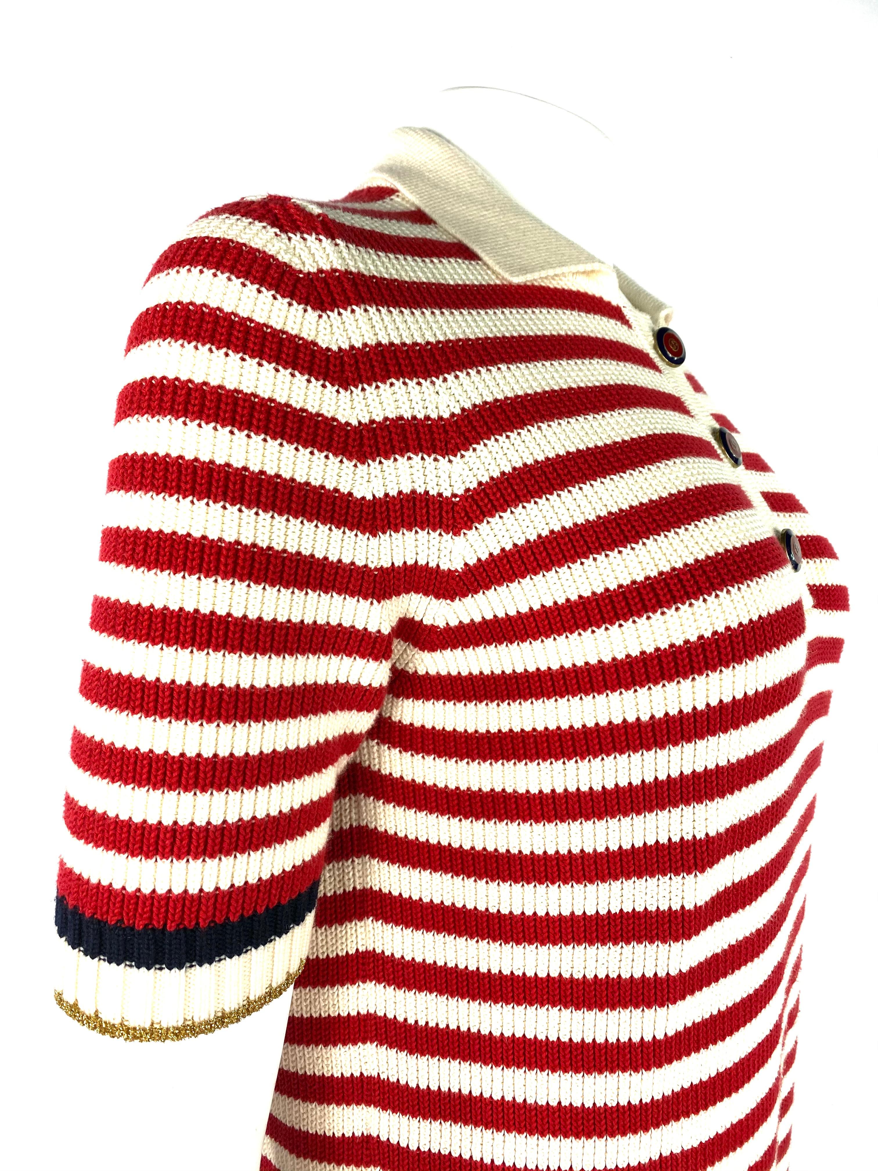 Gucci - Pull en laine tricotée rouge et blanc Pour femmes en vente