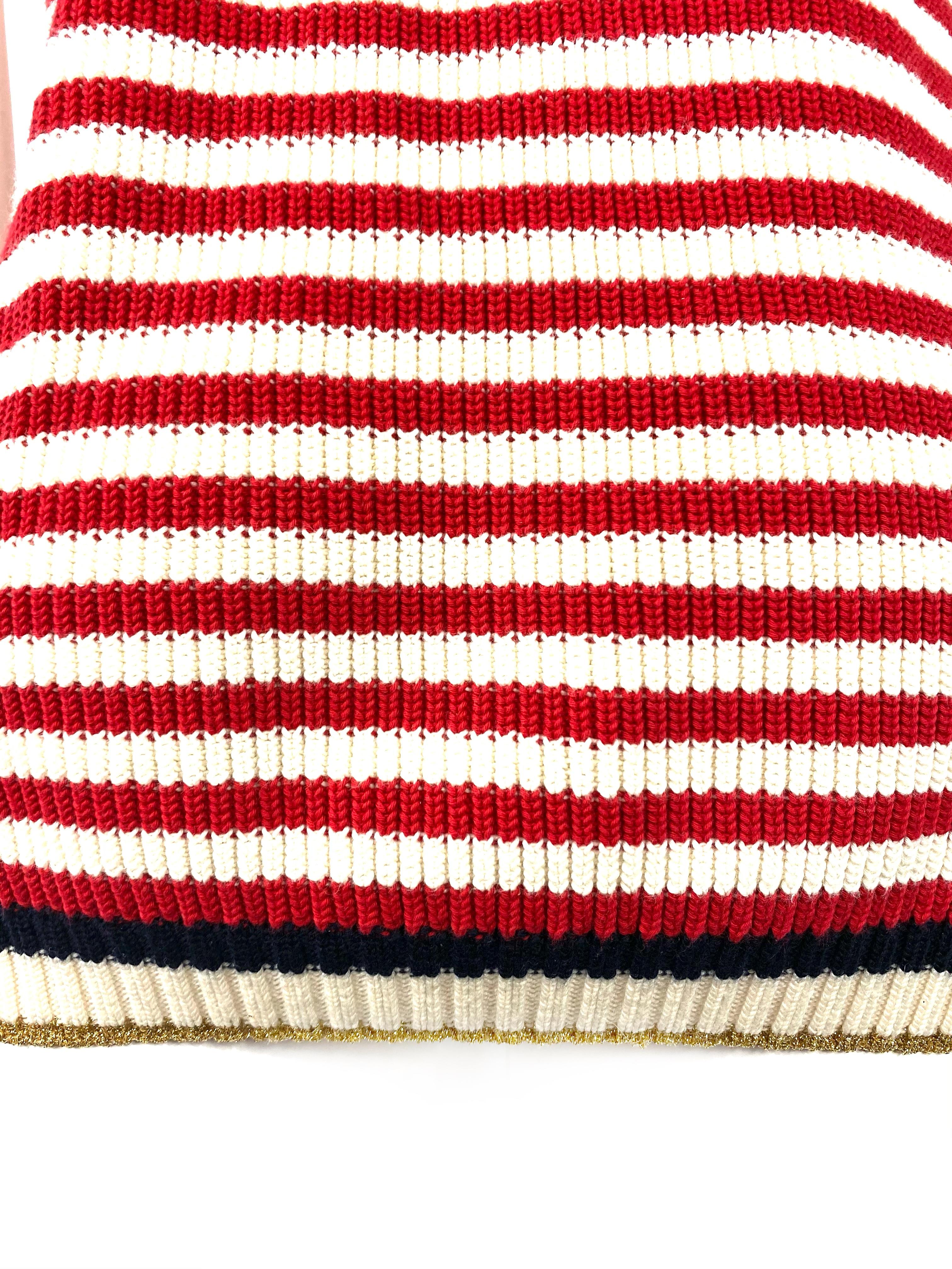 Gucci - Pull en laine tricotée rouge et blanc en vente 2