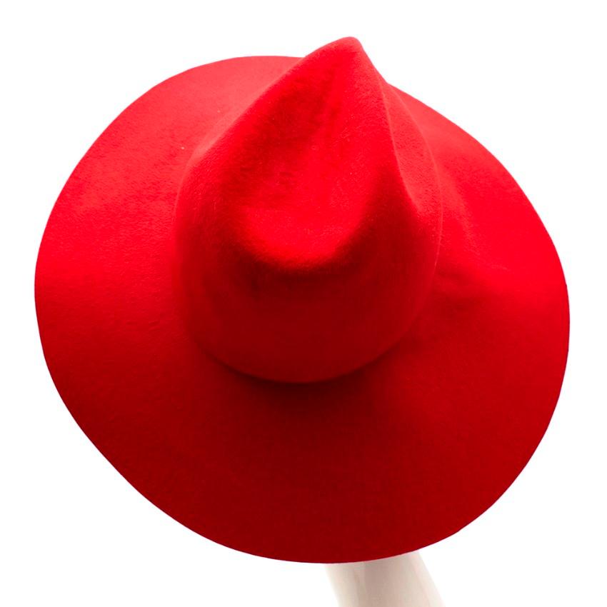 red wide brim hat