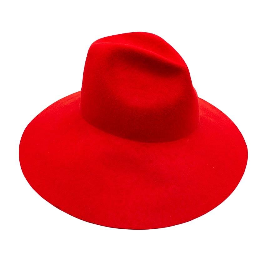 red wide brimmed hat