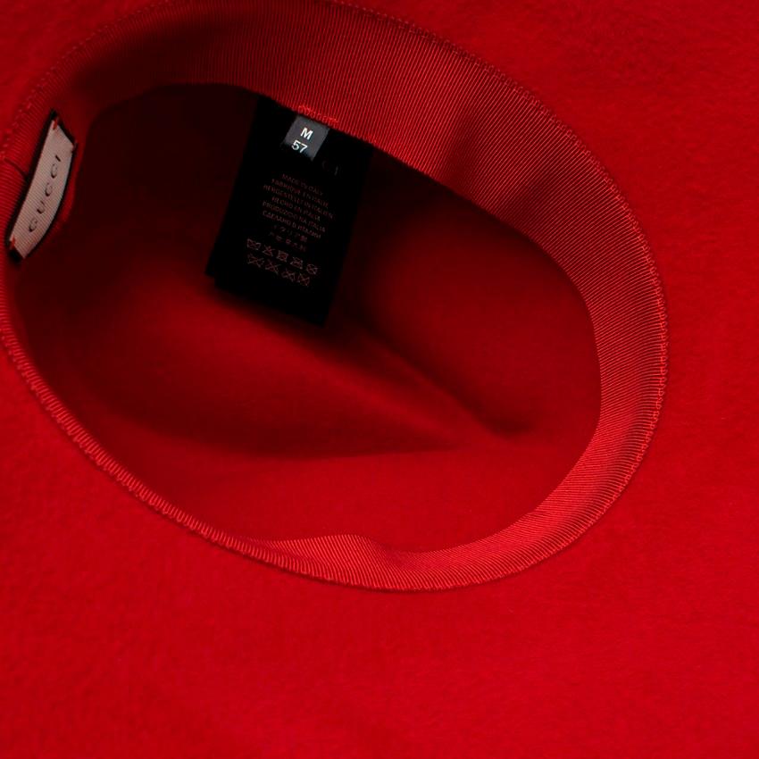 Women's or Men's Gucci Red Asymmetrical Wide Brim Rabbit Felt Hat - Size M For Sale