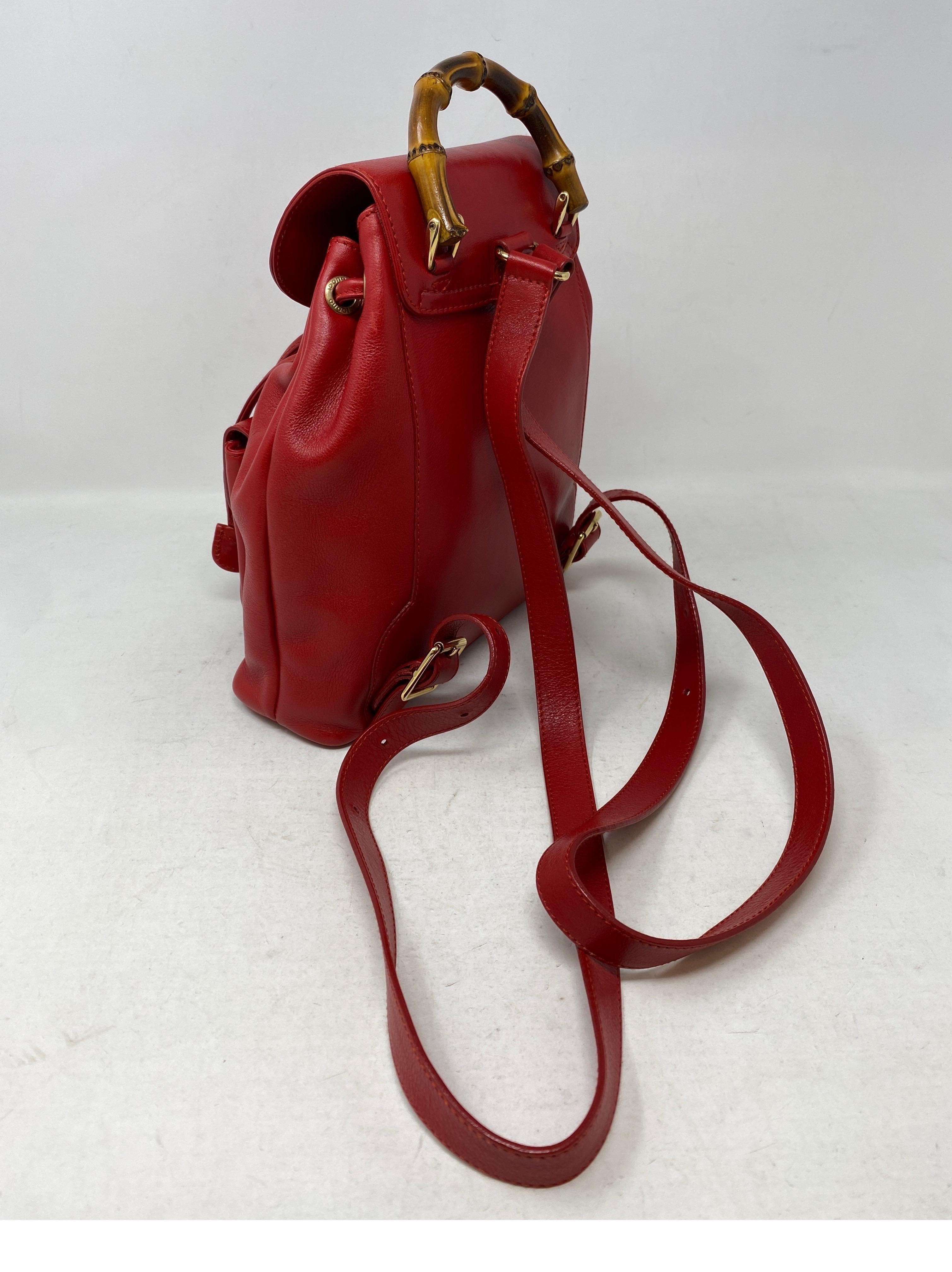 metallic red backpack