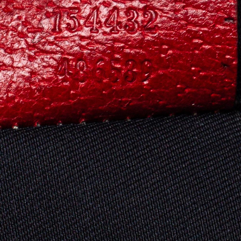Gucci Rot/Beige GG Canvas und Leder Charm Pochette Tasche 5