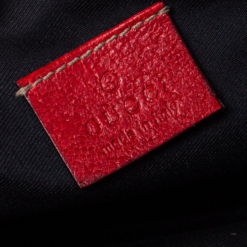 Gucci Rot/Beige GG Canvas und Leder Charm Pochette Tasche 6