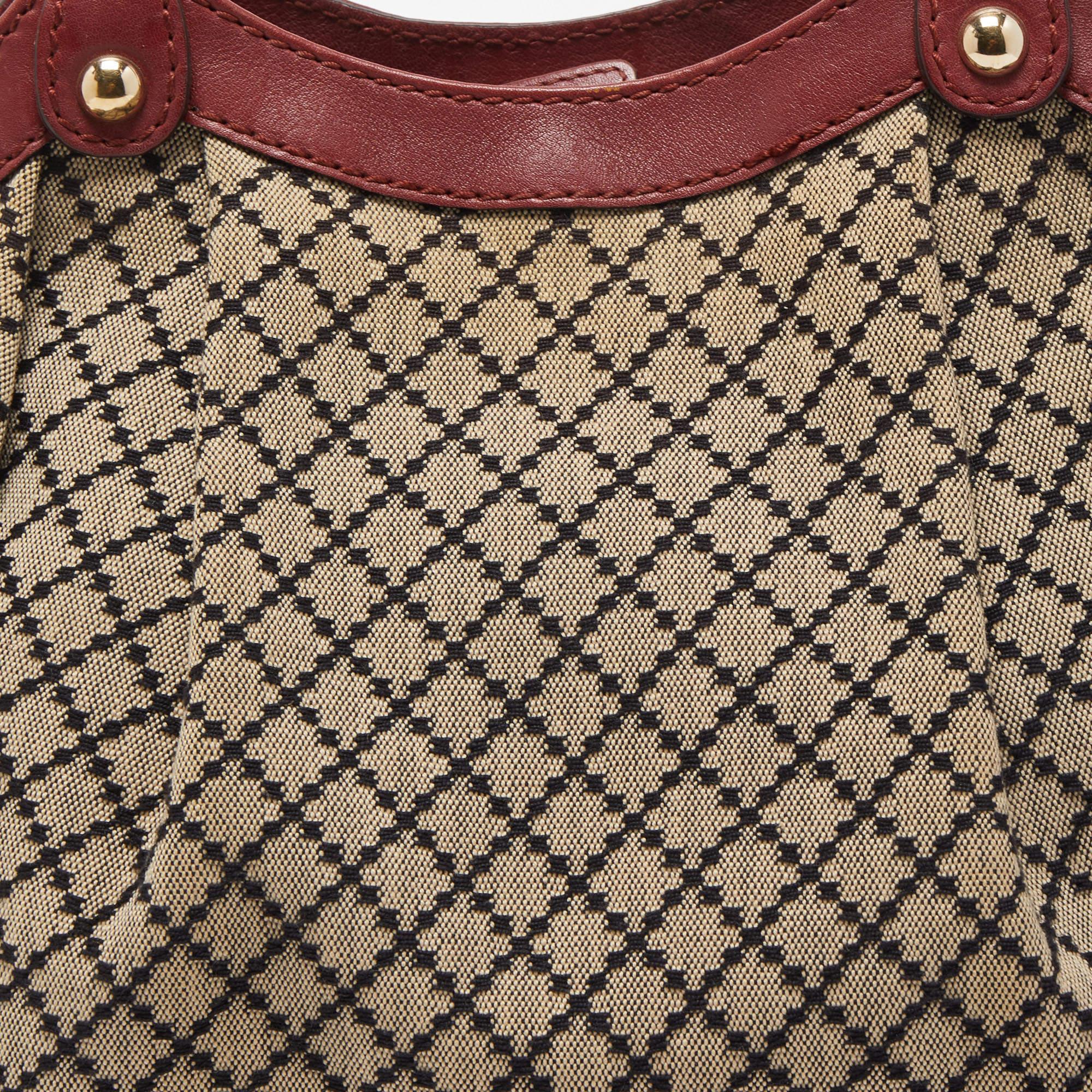 Women's Gucci Red/Beige GG Canvas and Leather Medium Sukey Tote