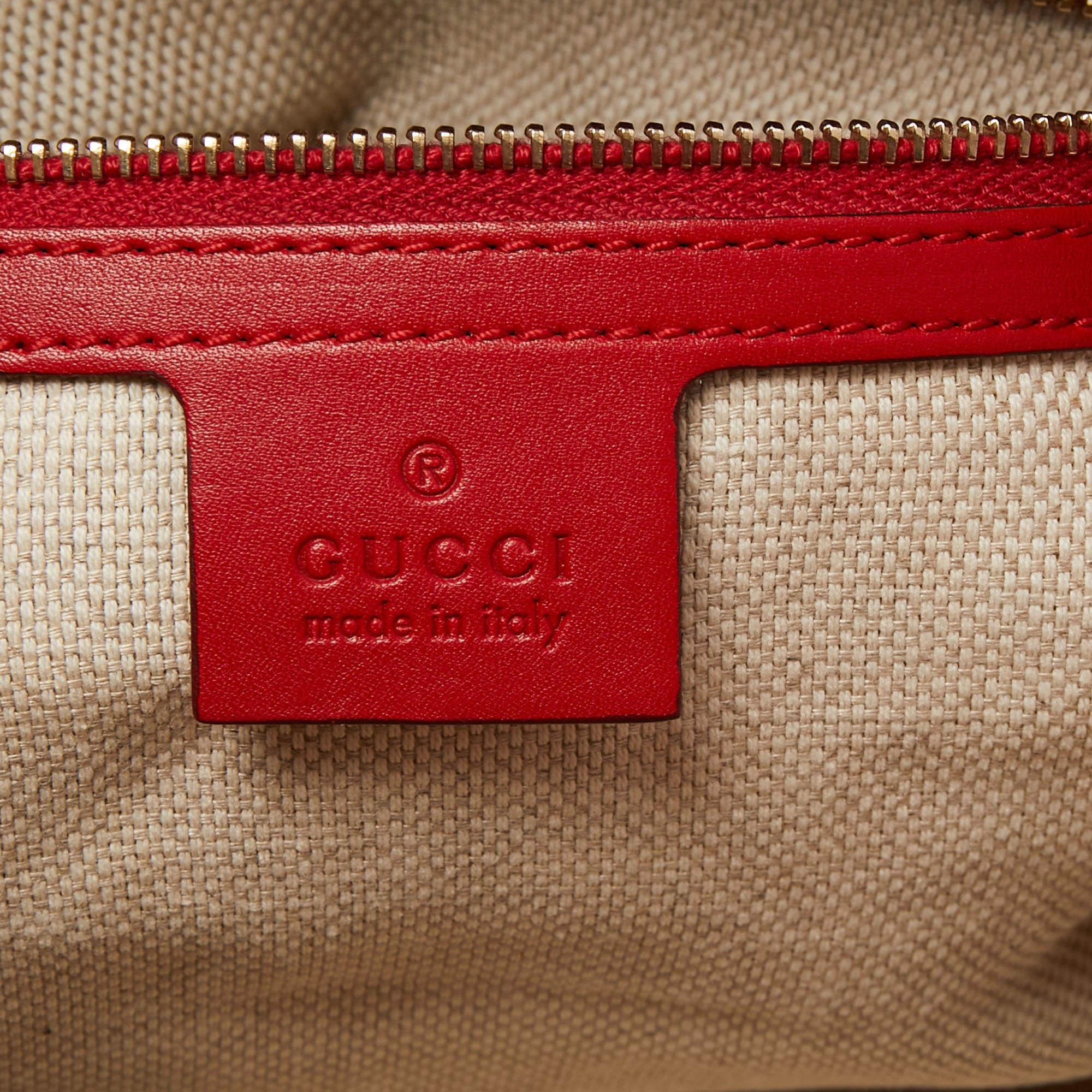 Gucci Red/Beige GG Canvas and Leather Valentine Tote 3