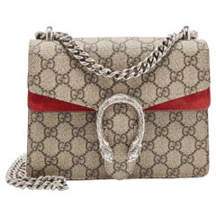 Gucci Red/Beige GG Supreme Canvas and Suede Mini Dionysus Shoulder Bag