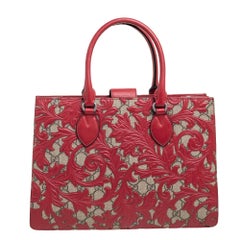Gucci Red/Beige GG Supreme Canvas Arabesque Tote