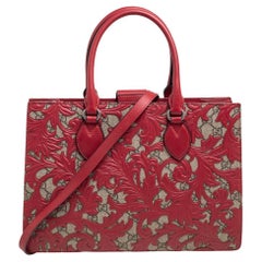 Gucci Rot/Beige GG Supreme Canvas Arabesque Tote
