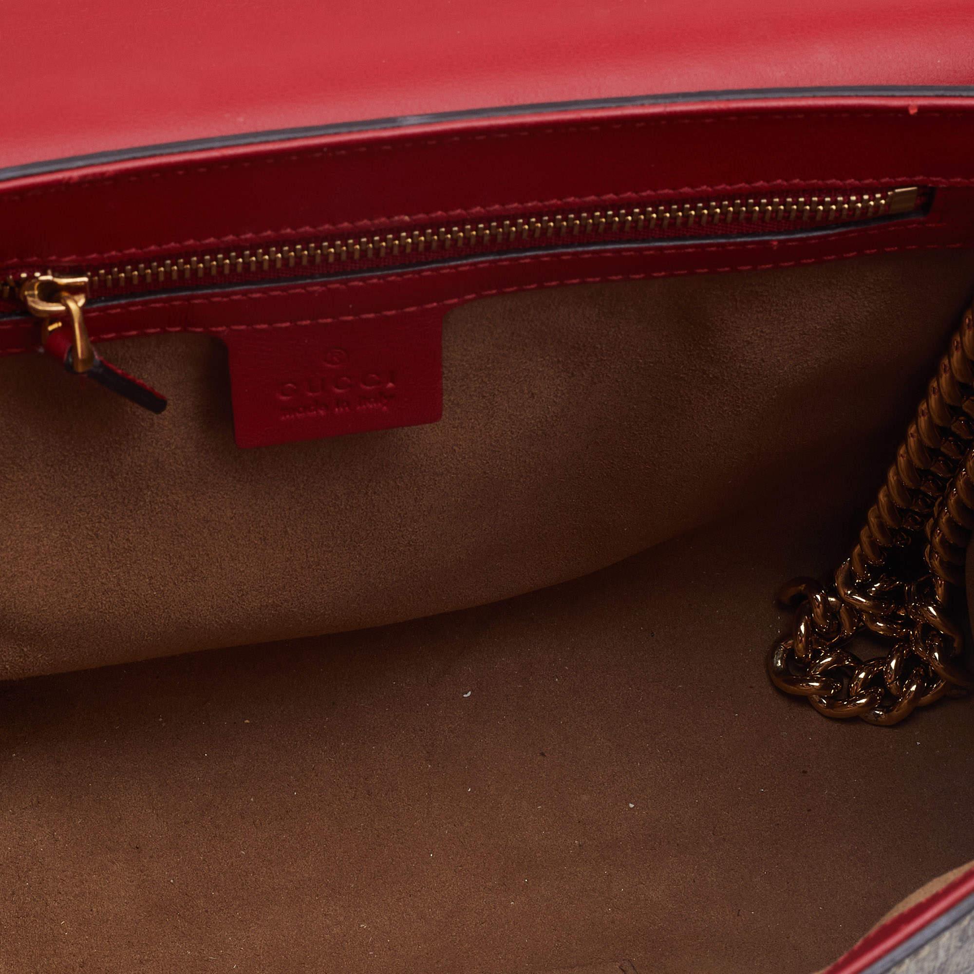 Gucci Red/Beige GG Supreme Coated Canvas Medium Padlock Shoulder Bag 3