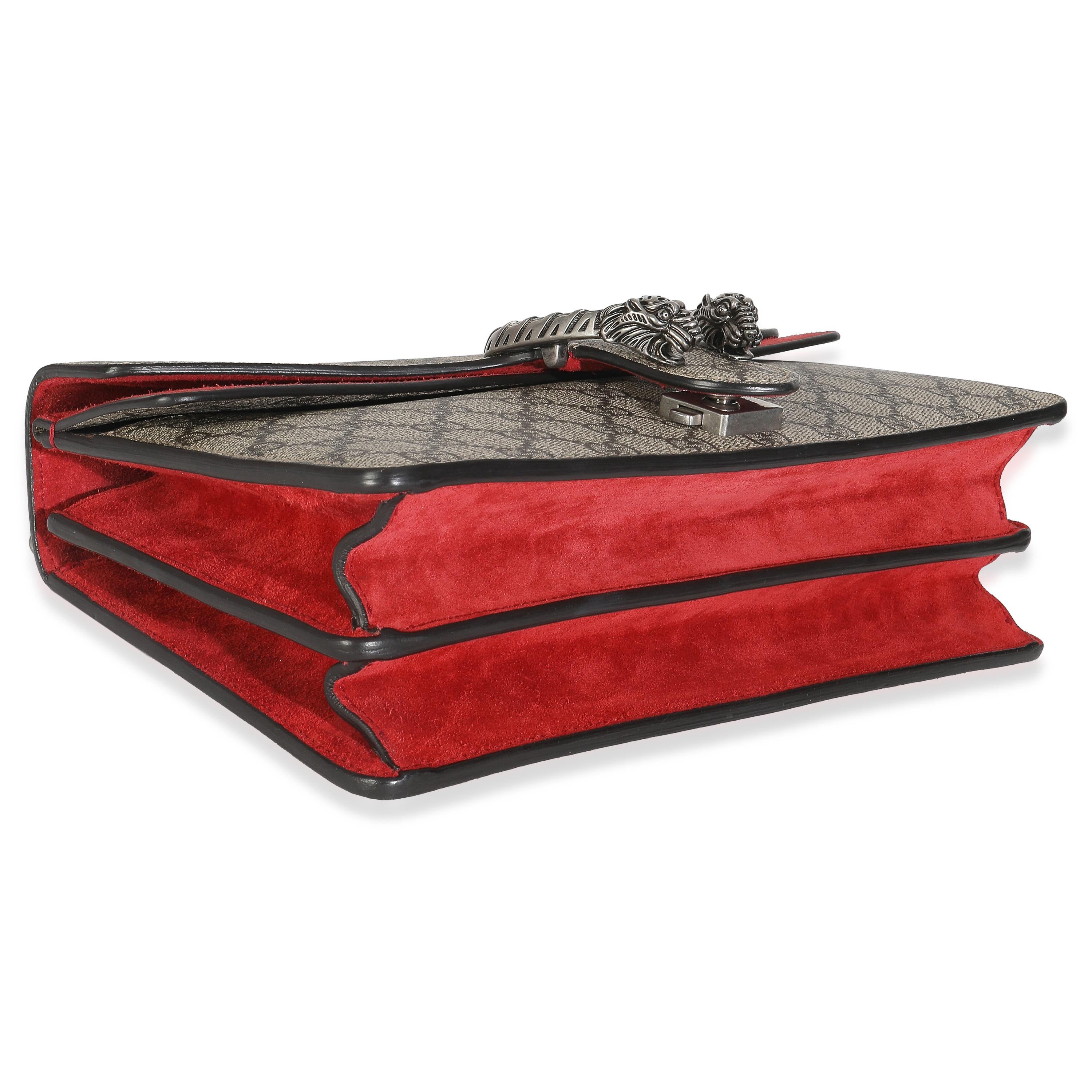 Gucci Red Beige GG Supreme Monogram Medium Dionysus Shoulder Bag Pour femmes en vente