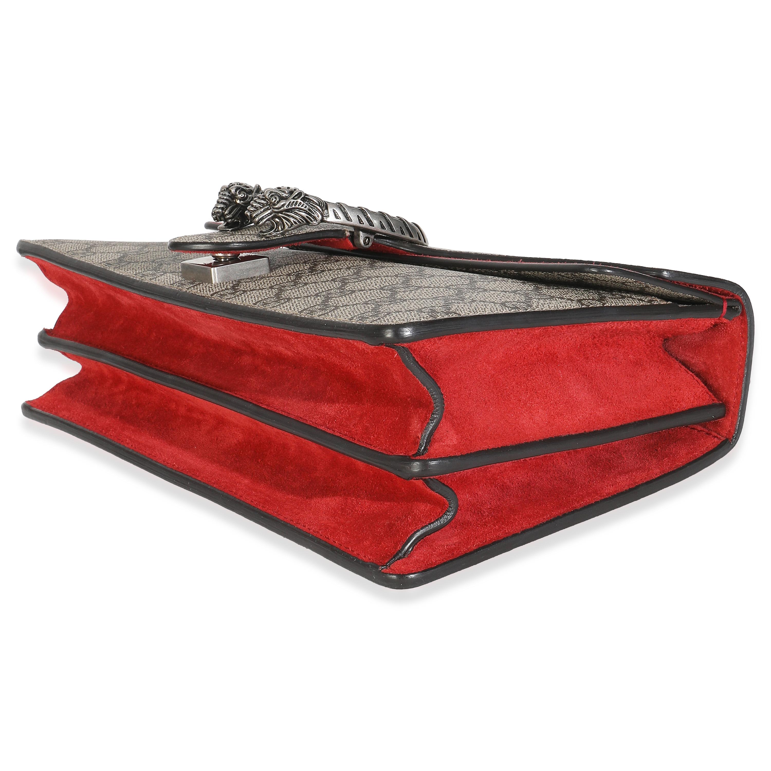 Gucci Red Beige GG Supreme Monogram Medium Dionysus Shoulder Bag en vente 2