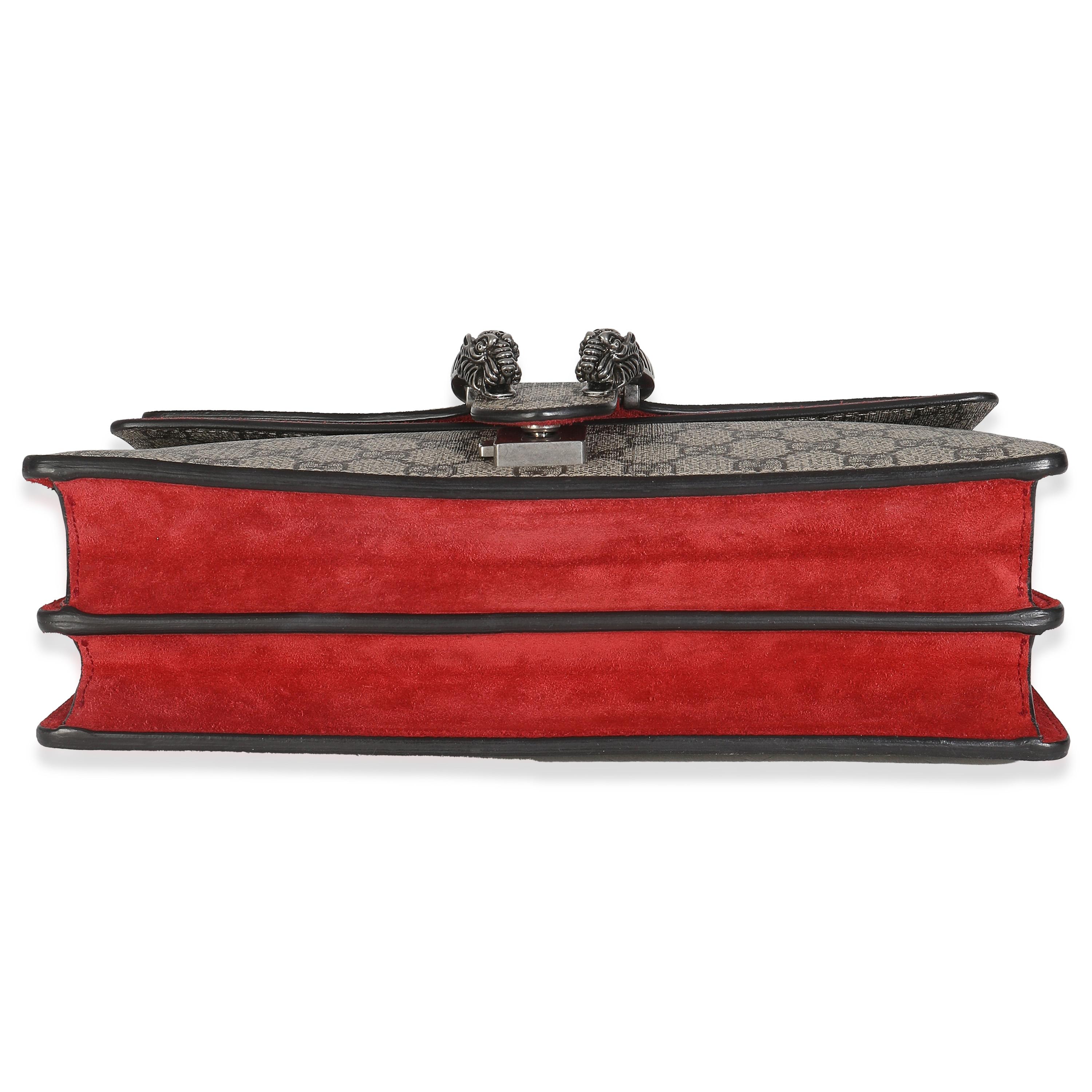 Gucci Red Beige GG Supreme Monogram Medium Dionysus Shoulder Bag en vente 3