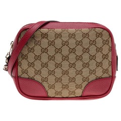 Gucci Red/Beige Leather And GG Canvas Bree Shoulder Bag