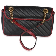 Gucci Red Black Calfskin Torchon GG Marmont Bag