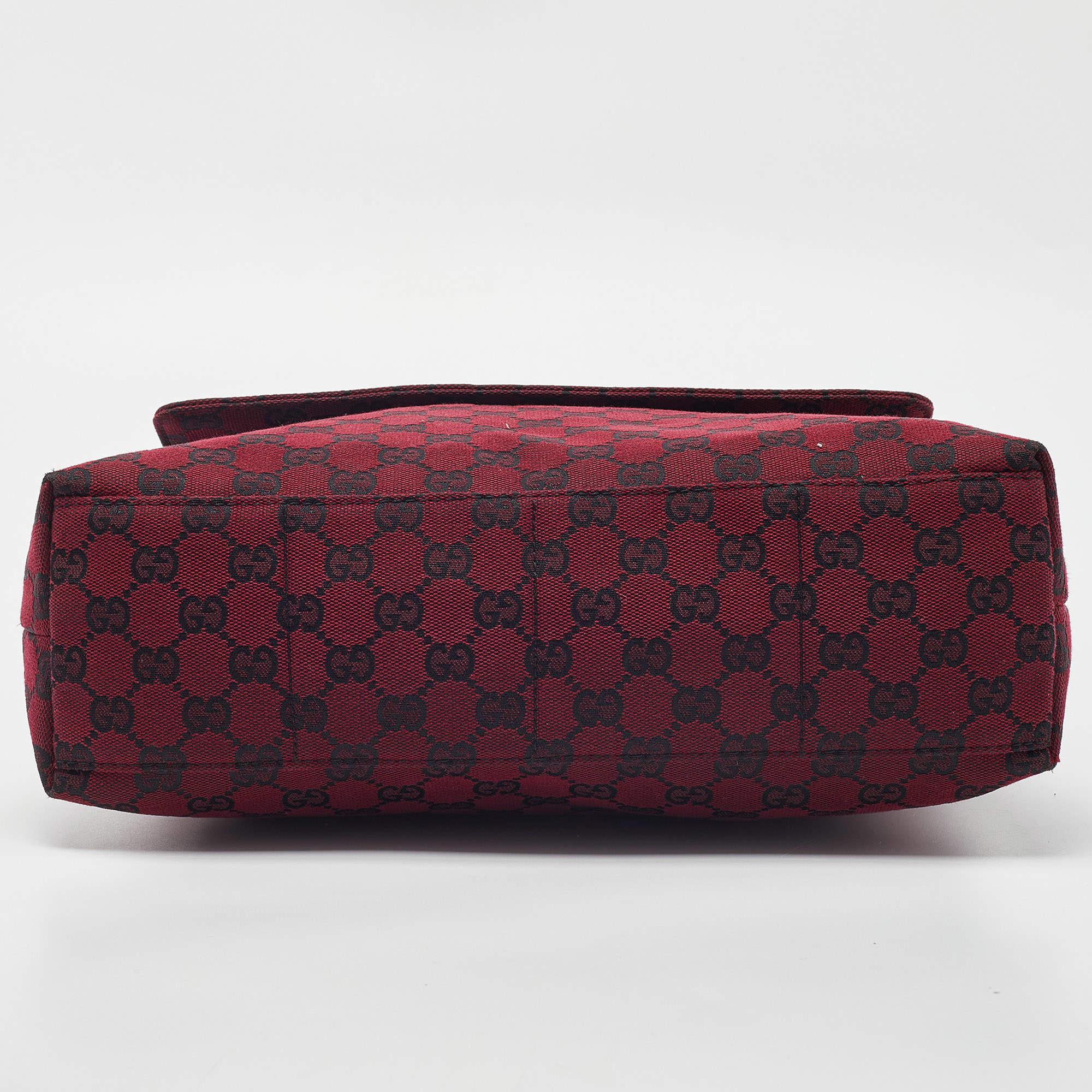 Gucci Red/Black GG Canvas and Leather Messenger Bag 1