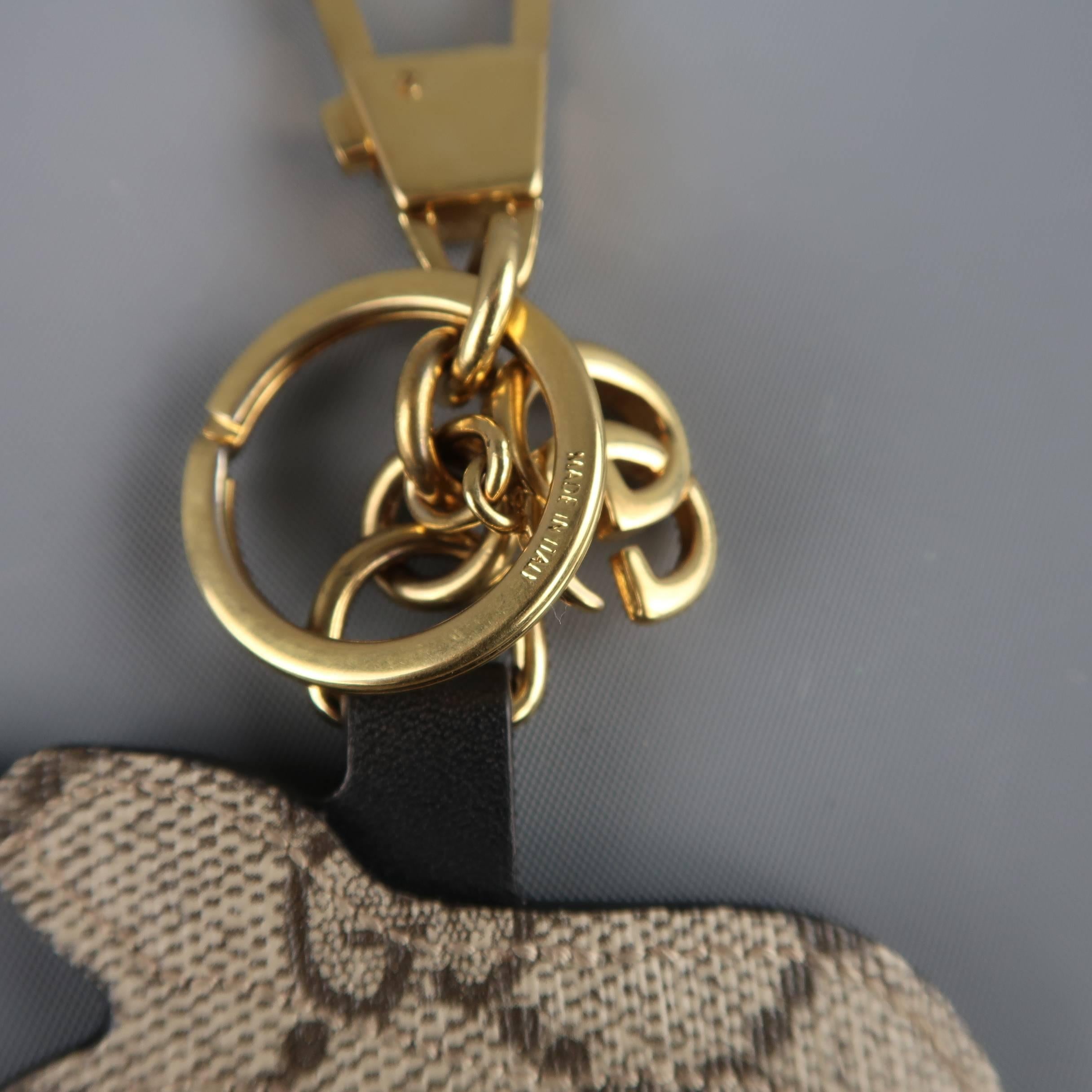 Pink Gucci Red and Black KingSnake Embroidered Leather Key Chain