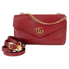 GUCCI red & black leather 2018 THIARA MEDIUM DOUBLE ENVELOPE Bag