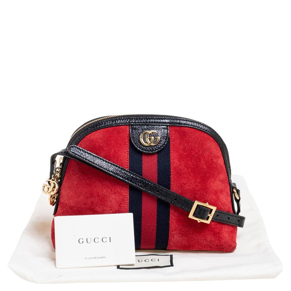 Gucci Red/Black Leather And Suede Small Ophidia Shoulder Bag 5