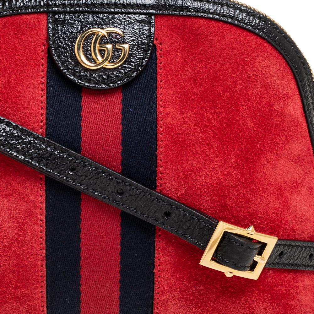 Gucci Red/Black Leather And Suede Small Ophidia Shoulder Bag 2