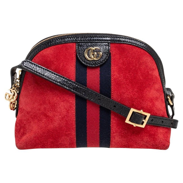 Gucci Red/Black Leather And Suede Small Ophidia Handbag at 1stDibs