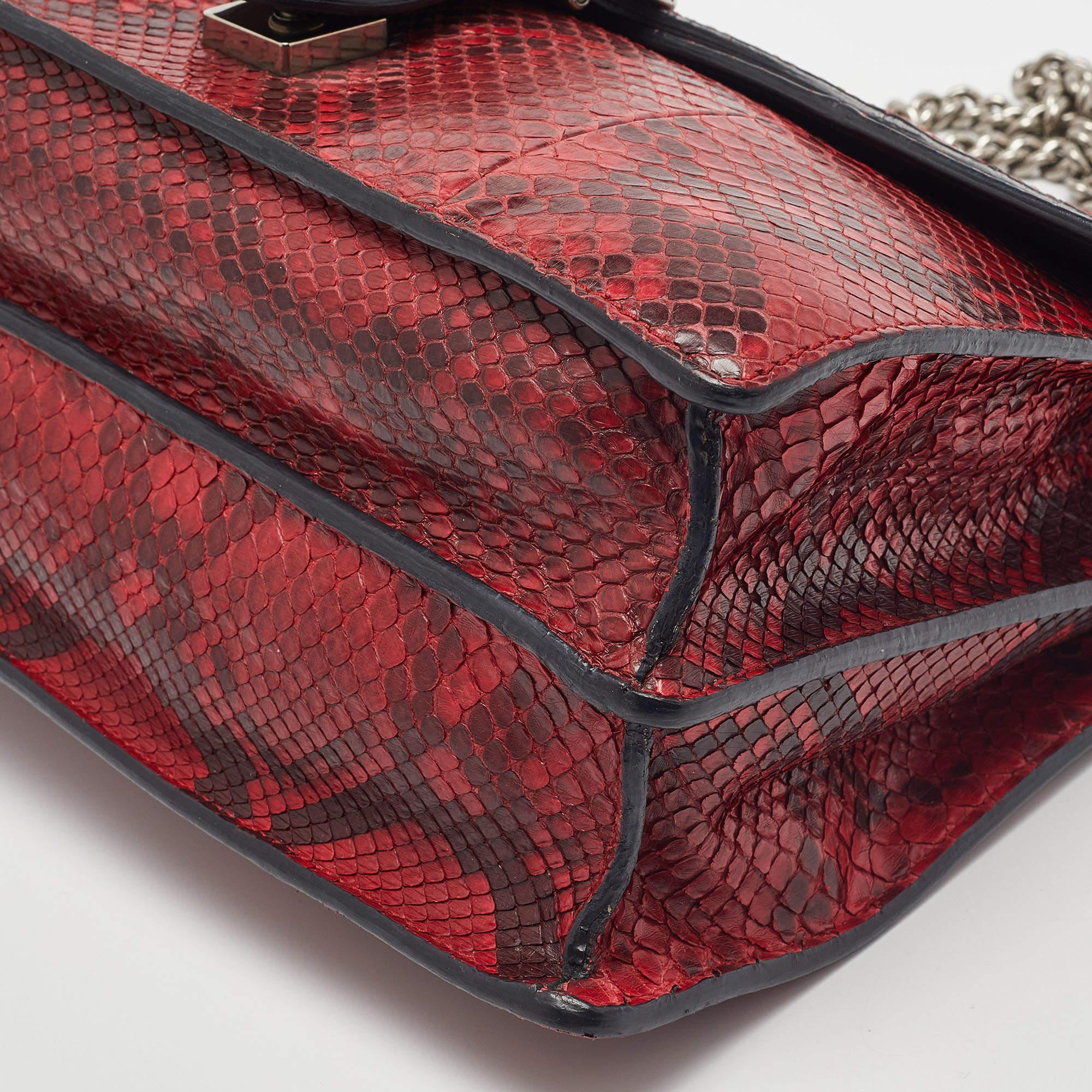 Gucci Red/Black Python Medium Dionysus Shoulder Bag For Sale 5