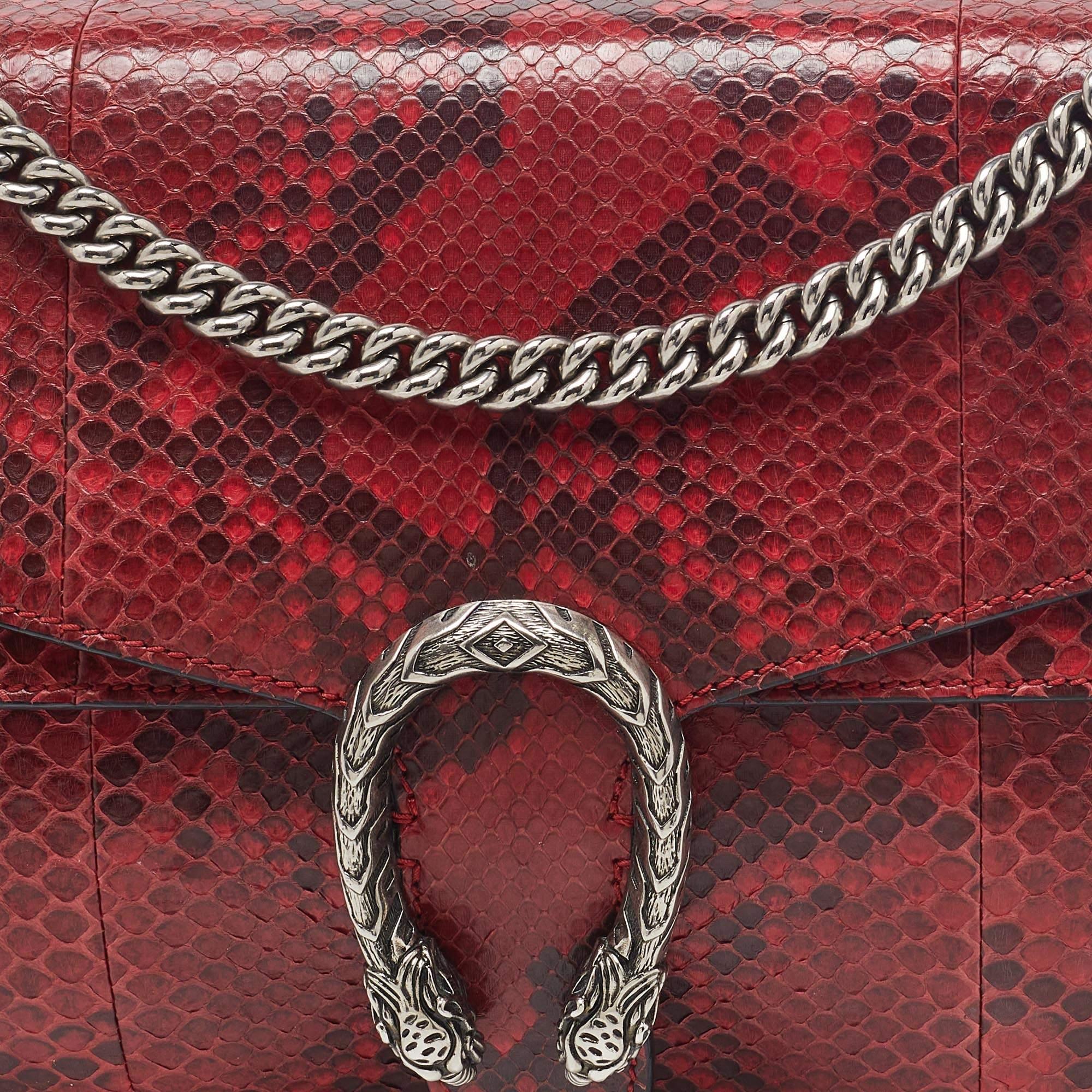Gucci Red/Black Python Medium Dionysus Shoulder Bag For Sale 6