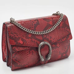 Gucci Borsa a tracolla media Dionysus in pitone rosso/nero
