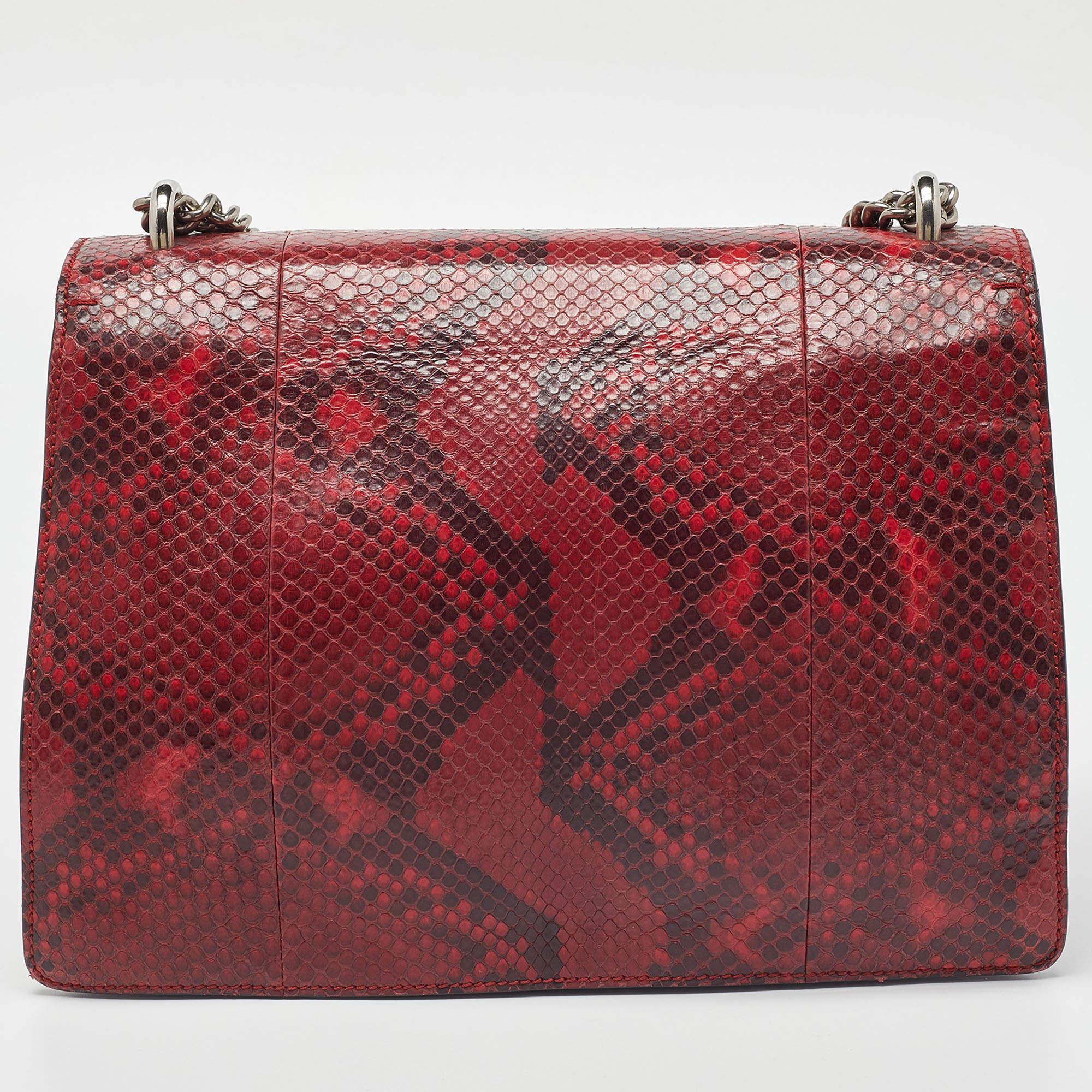 Gucci Red/Black Python Medium Dionysus Shoulder Bag In Good Condition In Dubai, Al Qouz 2