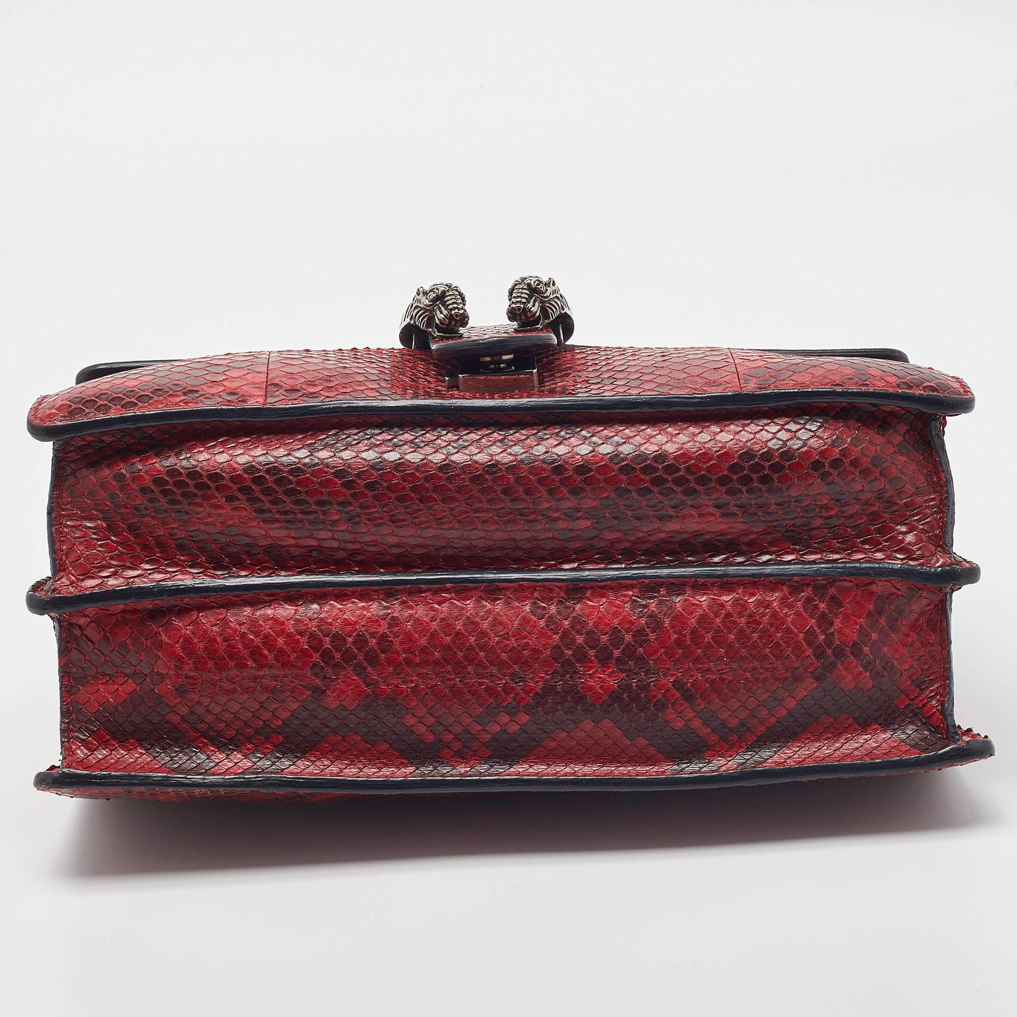 Gucci Red/Black Python Medium Dionysus Shoulder Bag For Sale 3