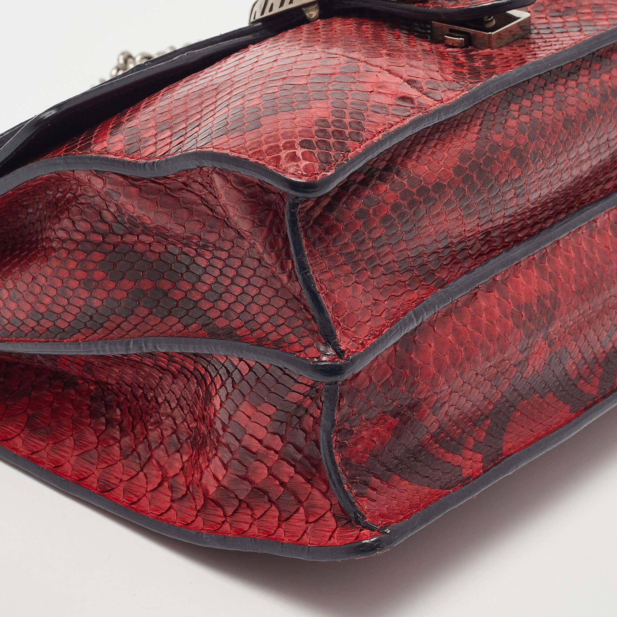 Gucci Red/Black Python Medium Dionysus Shoulder Bag For Sale 4