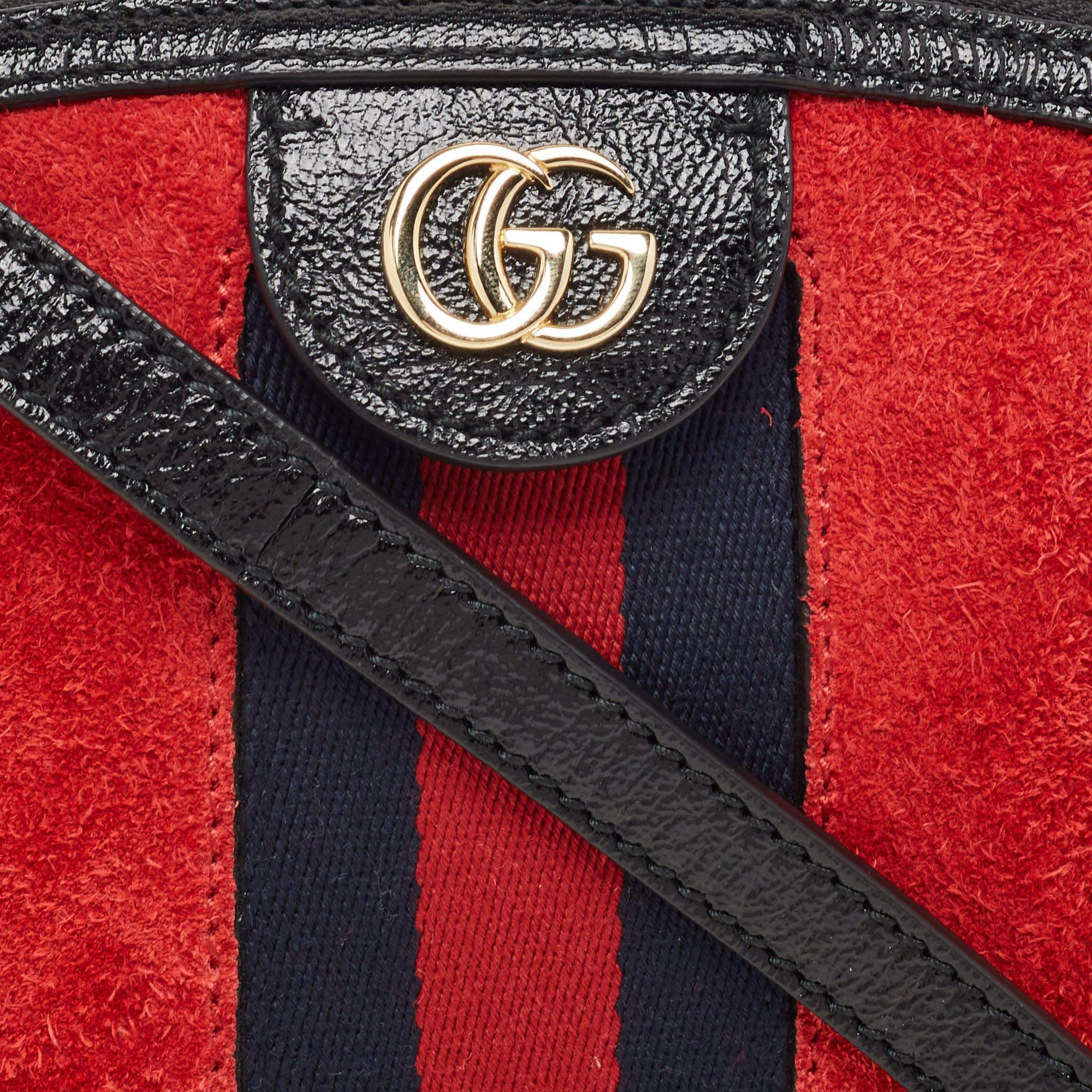 Gucci Red/Black Suede Small Web GG Ophidia Shoulder Bag 8