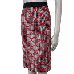 GUCCI red black white wool 2023 JACQUARD HOUNDSTOOTH Skirt XS