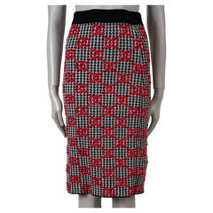 GUCCI red black white wool 2023 JACQUARD HOUNDSTOOTH Skirt XS