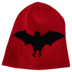 GUCCI red & black wool & alpaca 2017 BAT Beanie Hat M