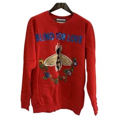 Gucci Red "Blind for Love" Bee and Floral Appliqué Sweatshirt