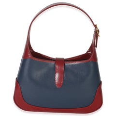 Gucci Red Blue Boarded Dyana Lux Calfskin Bi-Color Small Jackie 1961 Hobo