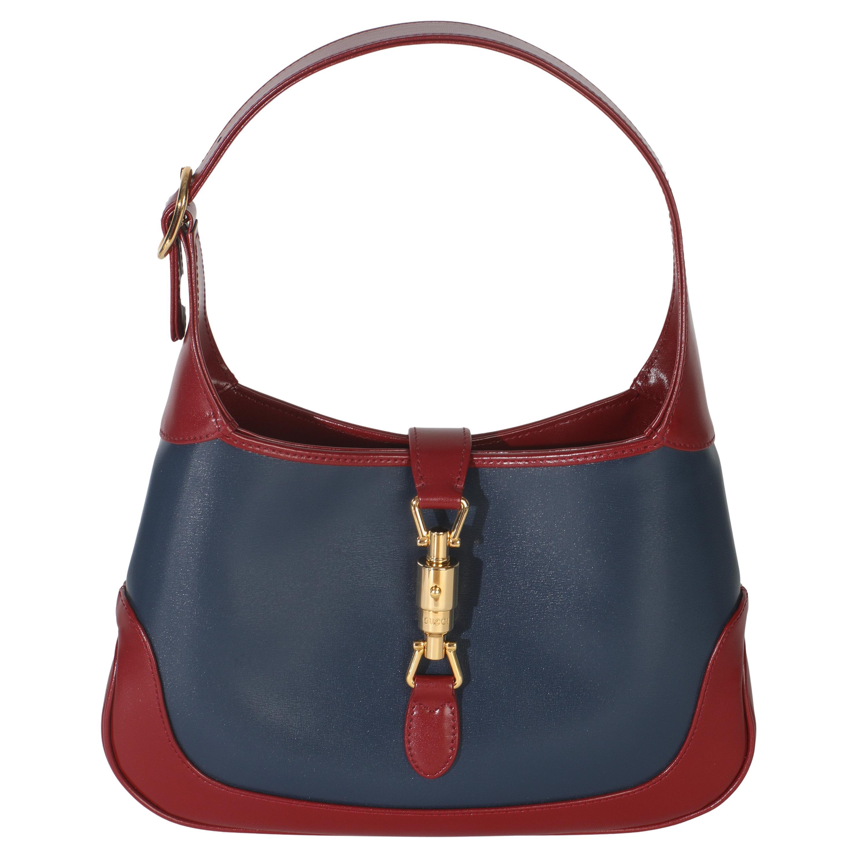 Gucci Red Blue Boarded Dyana Lux Calfskin Bi-Color Small Jackie 1961 Hobo