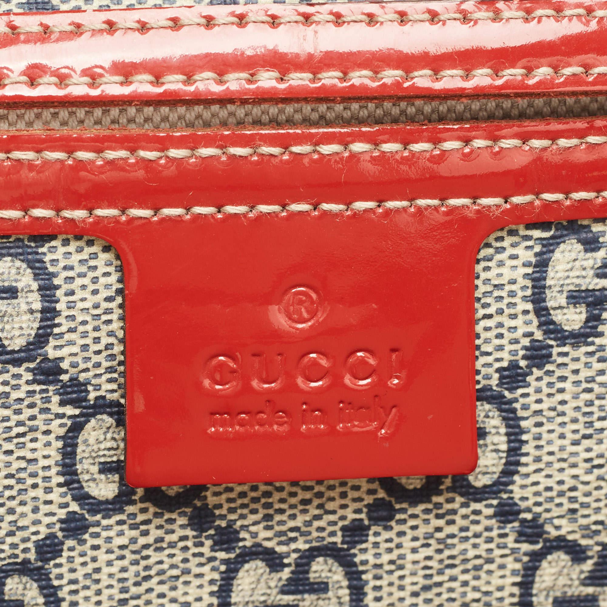 Gucci Red/Blue GG Supreme Canvas and Patent Leather Medium Heart Tattoo Joy Tote 8