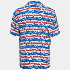 Gucci Red/Blue I Love You Print Silk Short Sleeve Shirt S