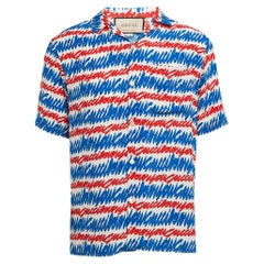 Gucci Red/Blue I Love You Print Silk Short Sleeve Shirt S
