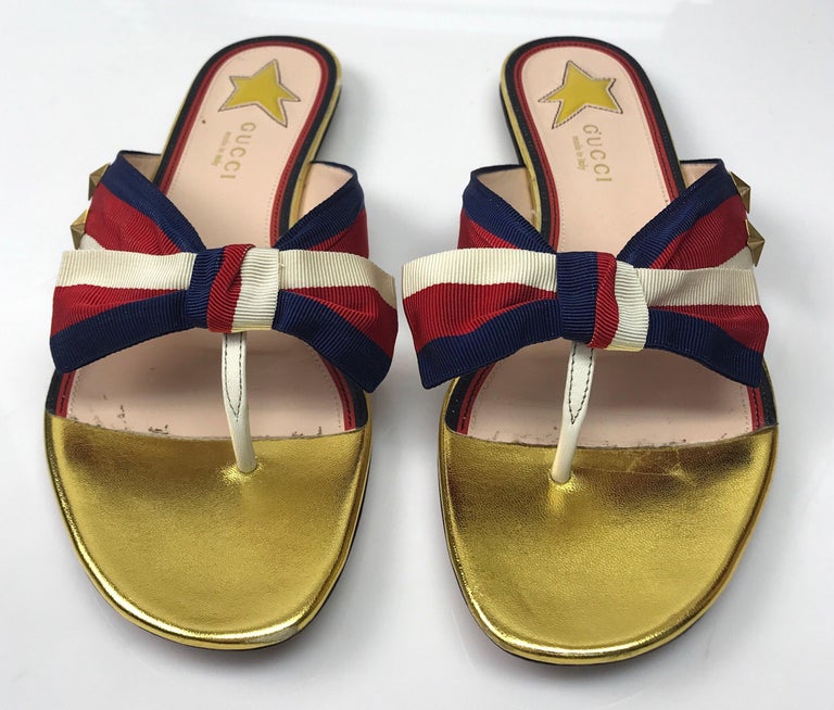 red white and blue gucci sandals