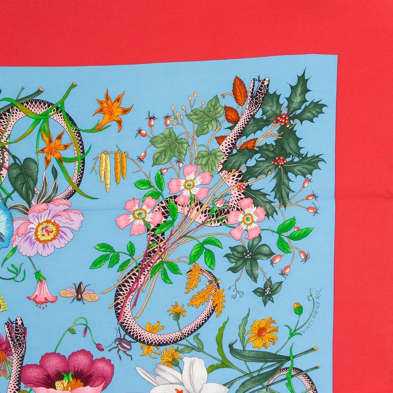 GUCCI Neck bow silk Flora Snake scarf 699497 multicolor