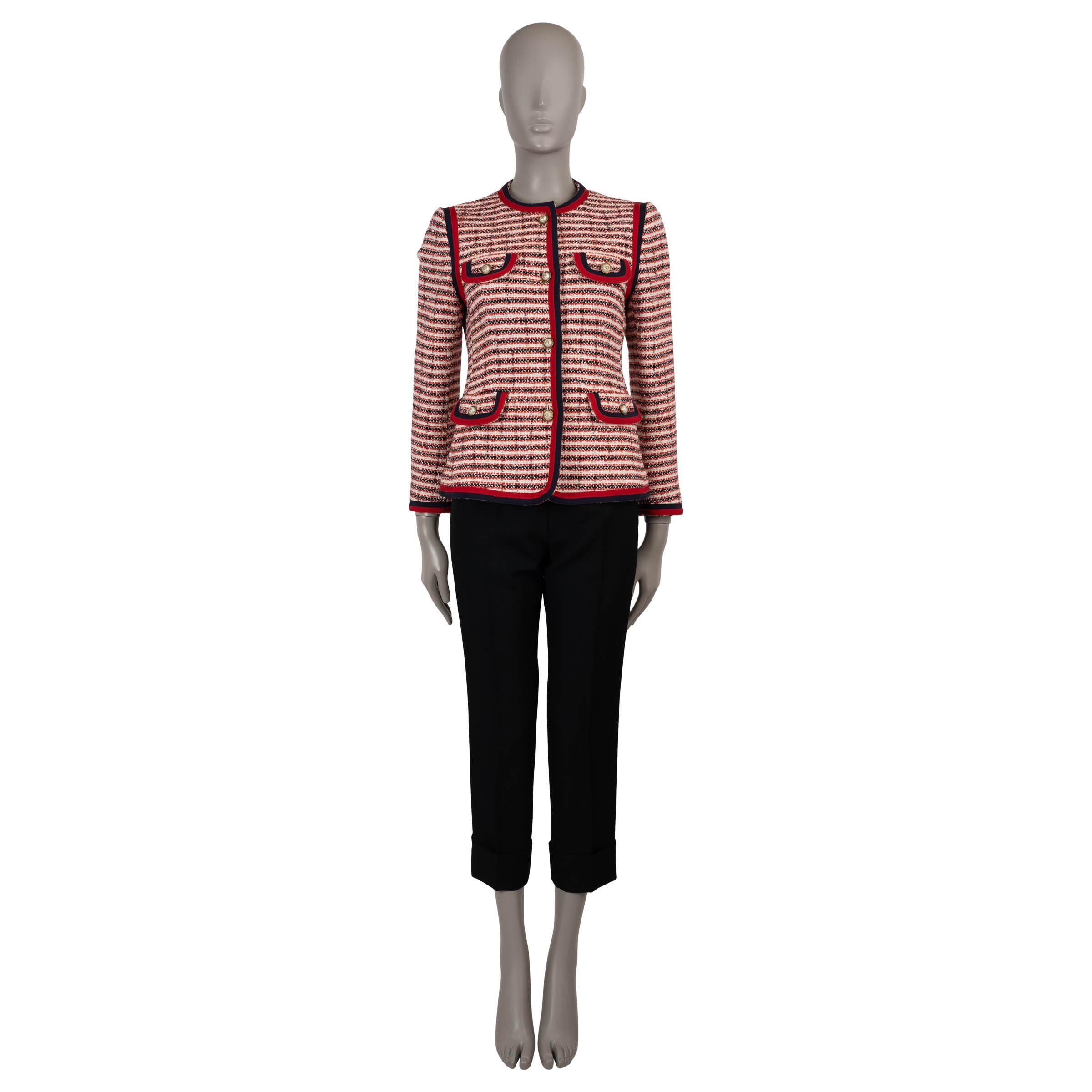 GUCCI rosso blu bianco cotone 2018 Giacca LUREX TWEED A STRISCE 42 M. In condizioni ottime in vendita a Zürich, CH