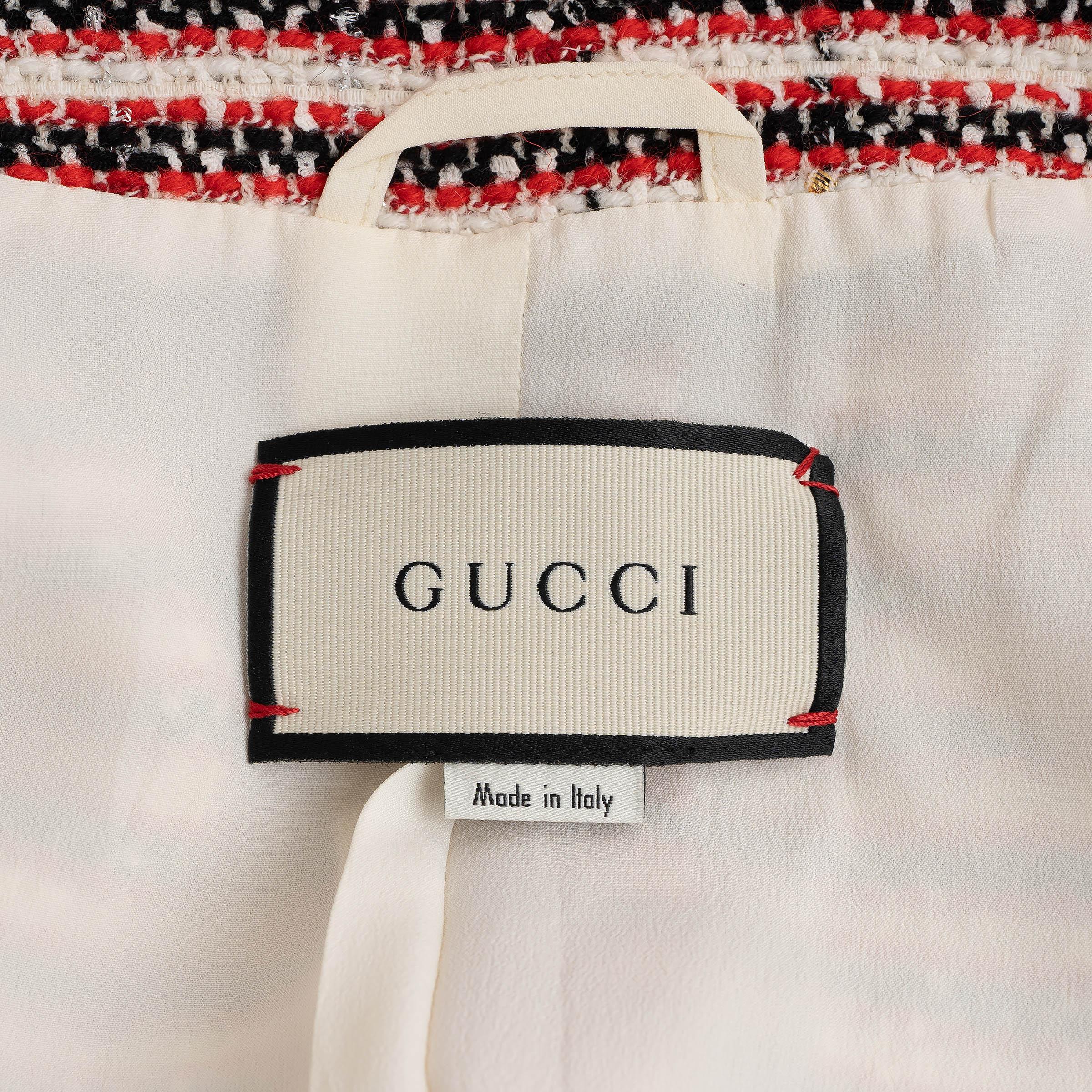 GUCCI rosso blu bianco cotone 2018 Giacca LUREX TWEED A STRISCE 42 M. in vendita 1