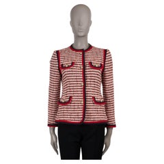 GUCCI rosso blu bianco cotone 2018 Giacca LUREX TWEED A STRISCE 42 M.