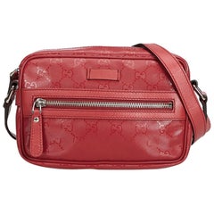 Gucci Red Bordeaux PVC Plastic Guccissima Crossbody Bag Italy