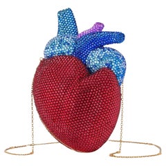 Used Gucci Red Broadway Heart Crystal-Embellished Clutch Bag